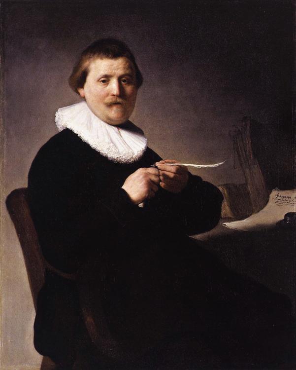 REMBRANDT Harmenszoon van Rijn Portrait of a man trimming his quill (mk33) Sweden oil painting art